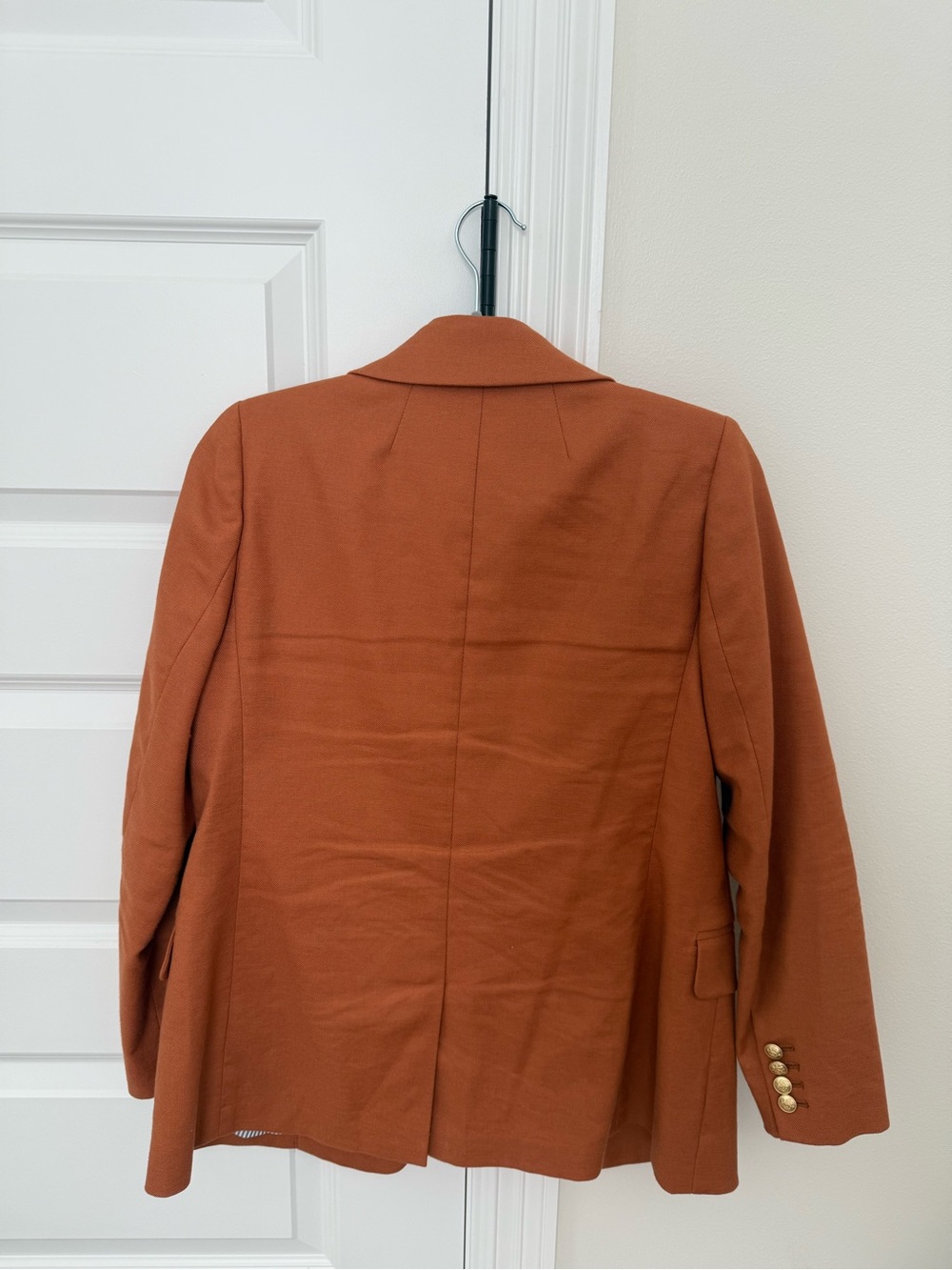 J. Crew Double-Breasted Rust Orange Blazer with Gold Buttons - Picture 2 of 4